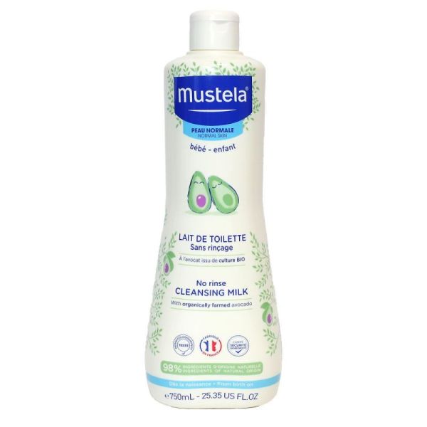 Mustela Lait de toilette sans rinçage avocat bio 750ml