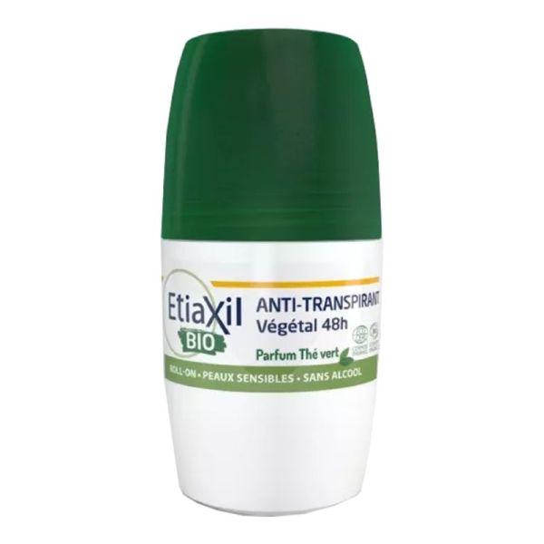 ETIAXIL BIO Anti Transpirant Végétal 48h Thé Vert Lot de 2x 50ml - Transpiration Modérée des Aisselles