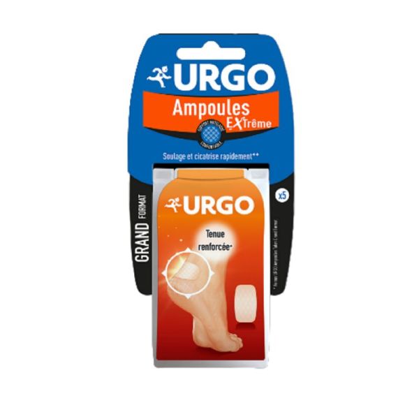 URGO AMPOULES EXTREMES 5 Pansements Hydrocolloïdes Grand Format 6.8 x 4.2 cm - Talons