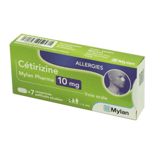 Cétirizine 10 mg Mylan Pharma 7 comprimés sécables