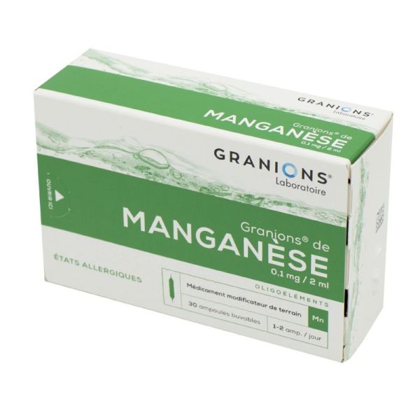 GRANIONS DE MANGANESE (Mn), solution buvable - 30 ampoules de 2 ml