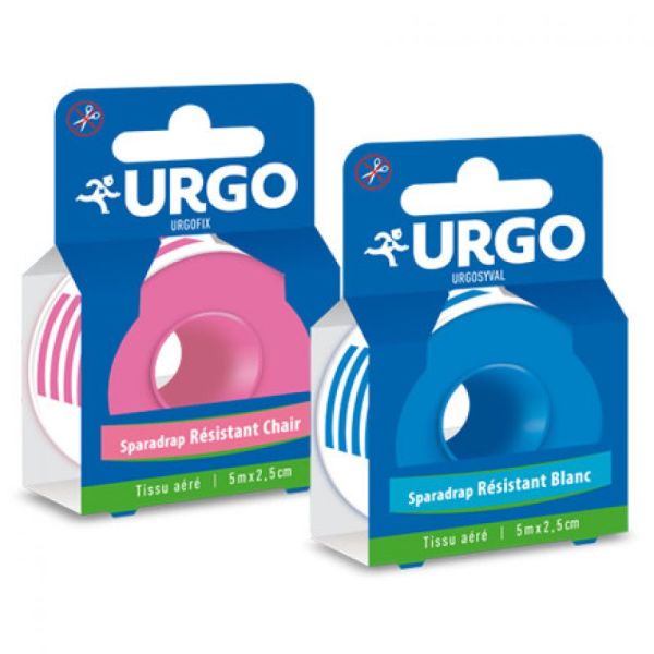 URGO URGOSYVAL Sparadrap Résistant Blanc Hypoallergénique en Tissu Aéré - 1 Rouleau de 5 m x 2,5 cm