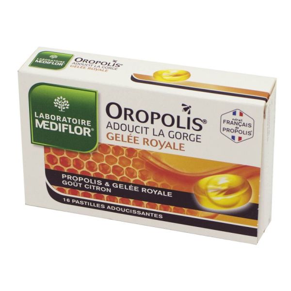 OROPOLIS GELEE ROYALE 16 Pastilles Adoucissantes - Coeur Liquide Propolis - Goût Citron
