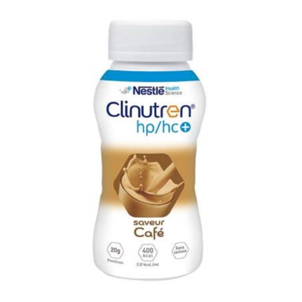 CLINUTREN HP/HC+ Café - Complément Nutritionnel 400 Kcal Sans Lactose - Lot de 4 Bouteille/200ml
