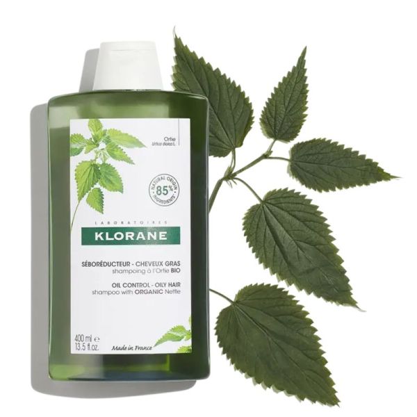 KLORANE à l'ORTIE Bio 400ml - Shampooing Séborégulateur Cheveux à Tendance Grasse - 3282770141931