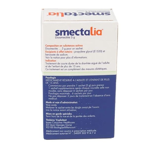 Smectalia 3g  Anti-diarrhéique arôme Citron-Menthe 12 sachets buvables