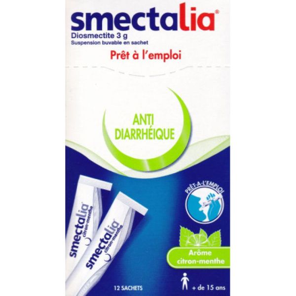 Smectalia 3g  Anti-diarrhéique arôme Citron-Menthe 12 sachets buvables