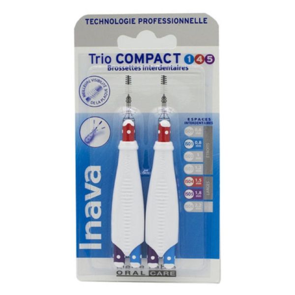 INAVA Brossettes TRIO COMPACT 1 4 5 - 0.8mm ISO1, 1.5mm ISO4, 1.8mm ISO5 - 2 Manches + 6 Brossettes