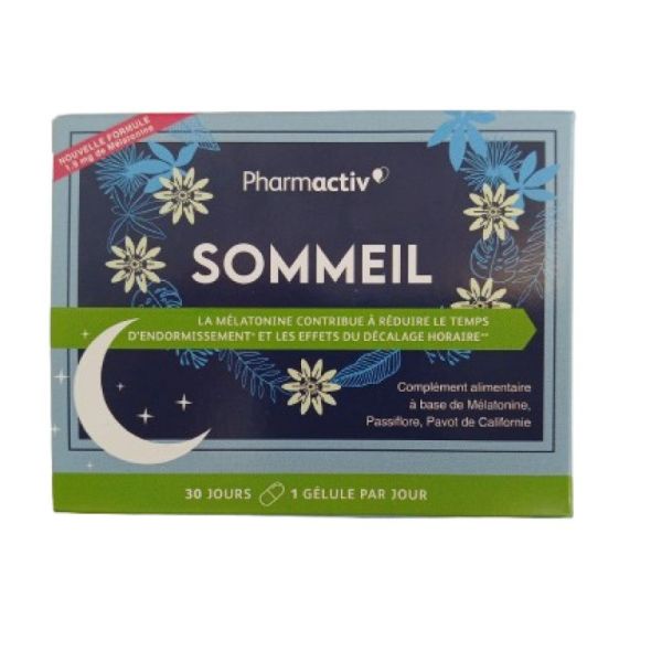 PHARMACTIV - Sommeil - melatonine 1.9mg  Réduit le temps d'endormissement - 30 gélules