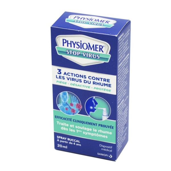 PHYSIOMER Stop Virus Spray Buccal 20ml - 3 Actions contre les Virus - Piège, Désactive, Protège