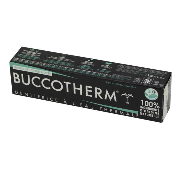 BUCCOTHERM BIO Dentifrice Blancheur 75ml - Eau Thermale + Charbon Actif