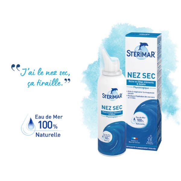 STERIMAR NEZ SEC 50ml - Eau de Mer Isotonique Enrichie en Soufre