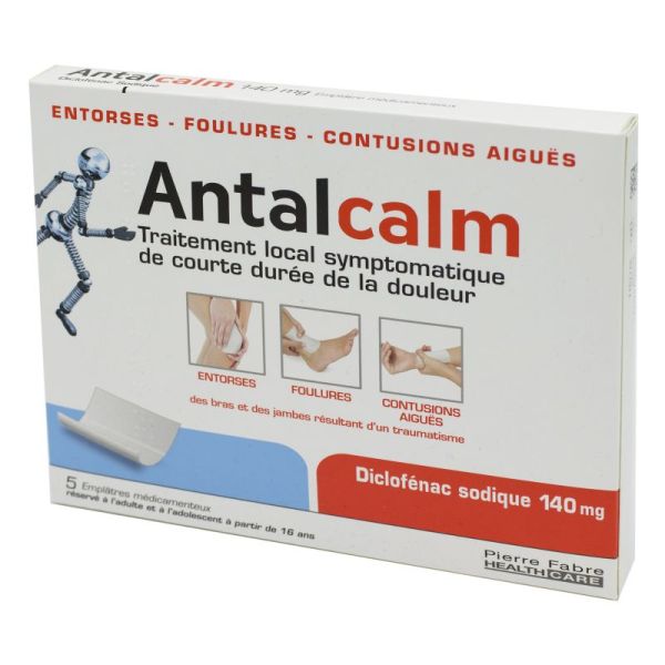 Antalcalm 140 mg,  Boite de 5 emplâtres médicamenteux