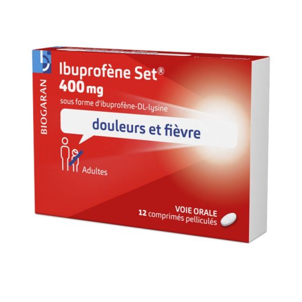 Ibuprofène Set 400 mg Biogaran Conseil, 12 comprimés pelliculés