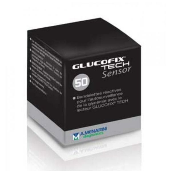 GLUCOFIX TECH SENSOR 50 Bandelettes de Glycémie Réactives, Electrodes à Usage Unique