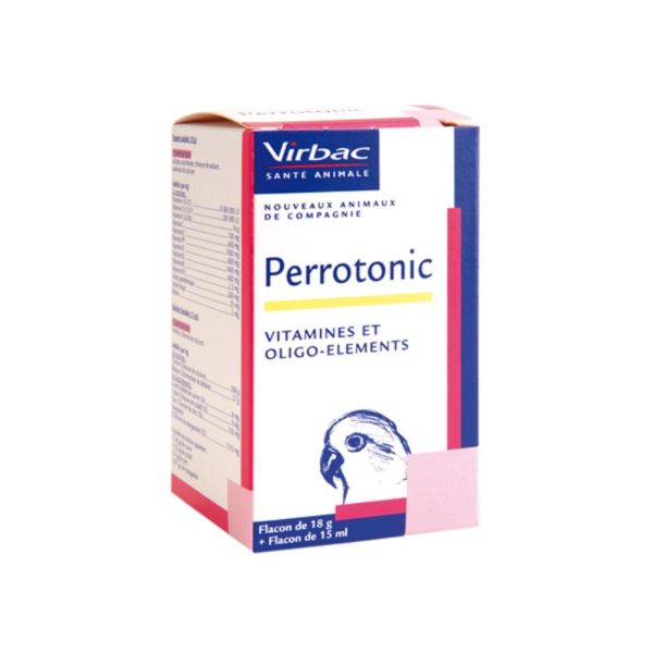 PERROTONIC 15ml + 18g - Vitamines et Oligo-Eléments pour Perroquets et Perruches