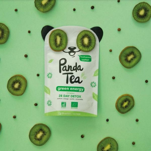 PANDA TEA GREEN ENERGY 28 Sachets - Forme, Energie, Vitalité, Fatigue - Orange Vanille