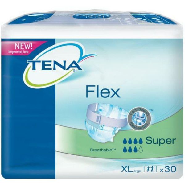 TENA FLEX Super XL Extra Large Hanches de 105 à 153 cm - Change Complet avec Ceinture pour Fuites Ur