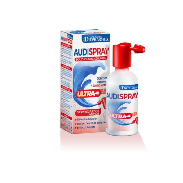 AUDISPRAY Ultra 20ml - Solution Aqueuse + 2 Tensio-actifs - Désintégration du Bouchon de Cérumen