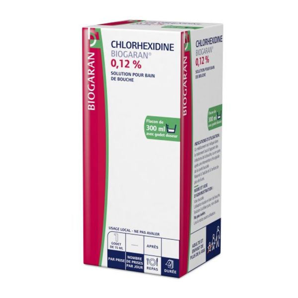 Chlorhexidine 0,12% Biogaran, solution pour bain de bouche - Flacon 300 ml