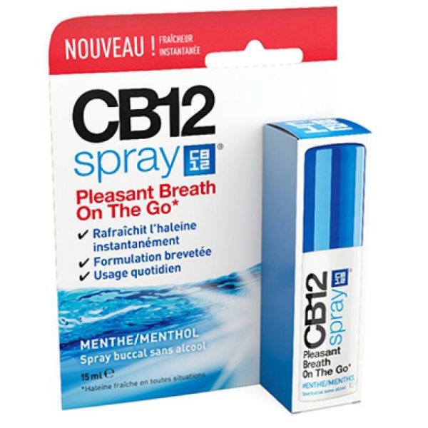 CB12 Spray Buccal sans Alcool - Fraîcheur Instantanée - Mauvaise Haleine Halitose - 15ml