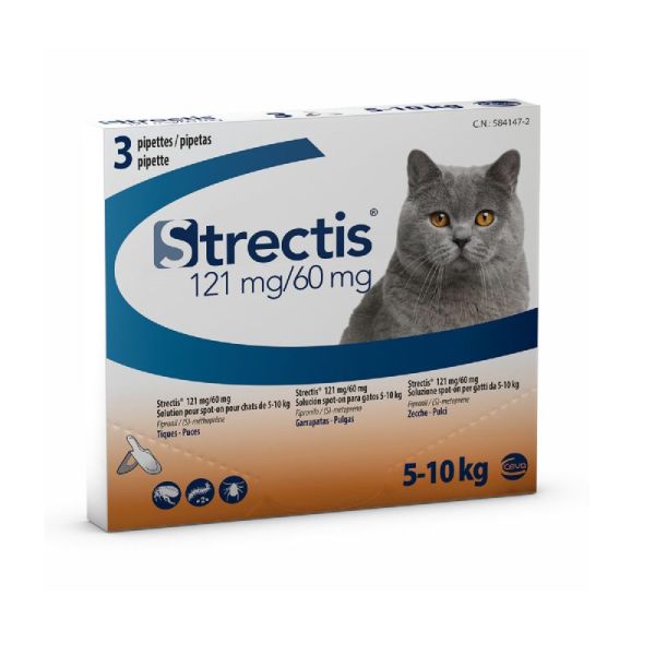 STRECTIS 121mg/60mg Chat de 5 à 10kg - Pipettes Spot-On Antiparasitaire Externe