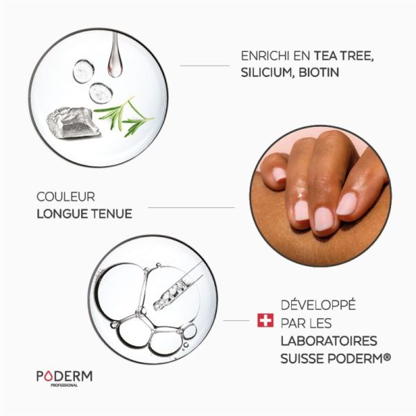 PODERM PROFESSIONAL Color Care Rose Poudrée 8ml - Vernis à Ongles Tea Tree