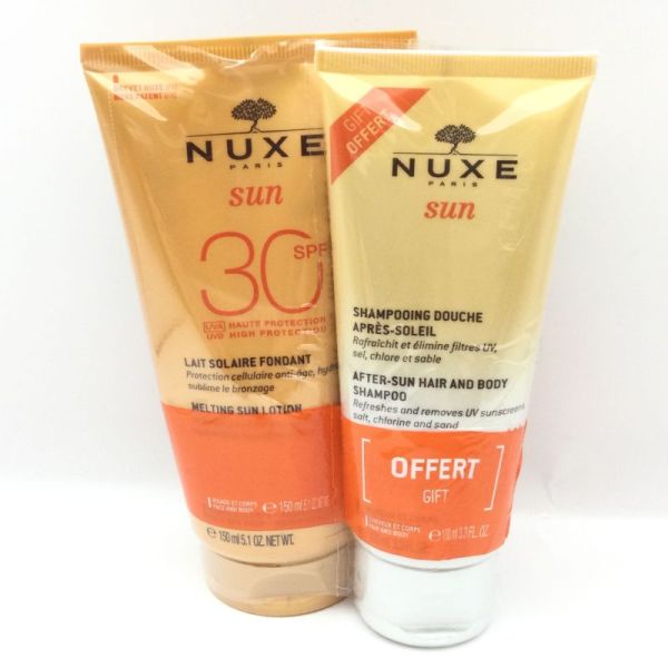 NUXE SUN DUO : 1 Lait solaire fondant 30 SPF 150 ml + 1 shampoing douche après-soleil 100 ml, 3264680039584