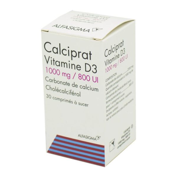 Calciprat Vitamine D3 1000 mg/800 UI - 30 comprimés à sucer