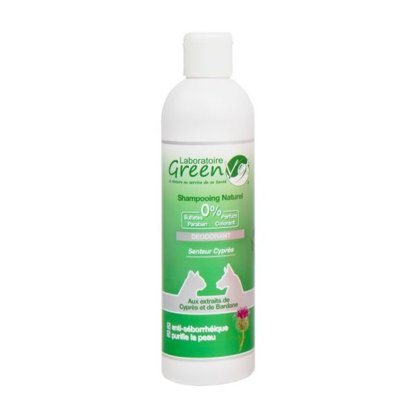 GREENVET Shampooing Naturel Déodorant 250ml Chat et Chien - Purifiant, Antiséborrhéique, Antiodeurs