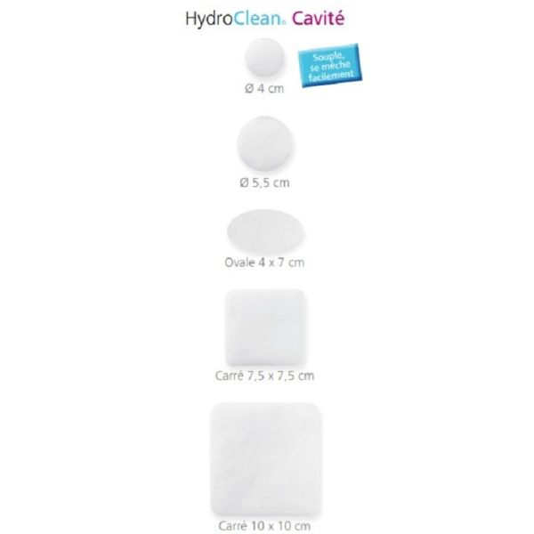 HydroClean Cavité 4 x 7 cm - Pansement Irrigo Absorbant Ovale, Plaie Cavitaire Profonde, Bte/10