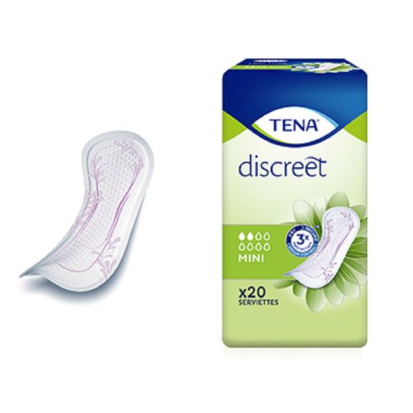 TENA DISCREET Mini Bte/20 - Serviette pour Incontinance Urinaire Légère