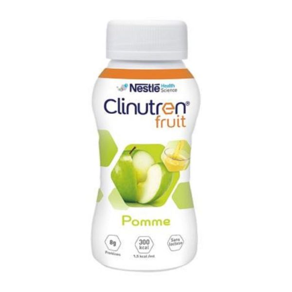 CLINUTREN FRUIT Pomme 300 Kcal, Boisson Hypercalorique Normoprotéiné - Dénutrition - 4x 200ml