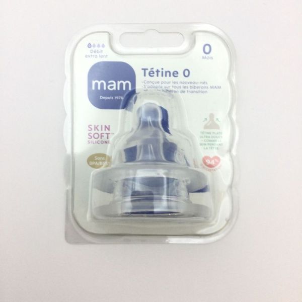 MAM Tétine Débit 0 (Extra Lent) - 0 Mois et + Tétine en Silicone pour Biberon - Sans BPA - Bte/2