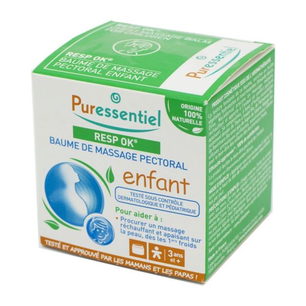 PURESSENTIEL RESP OK Enfant dès 3 Ans - Baume de Massage Pectoral Enfant - Pot/60ml
