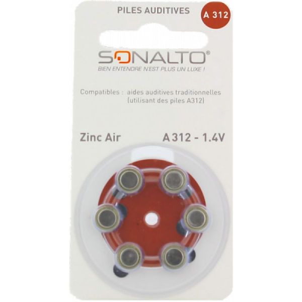 OCTAVE SONALTO Piles A312 Plaquette de 6 - Pile Auditive A312 Zinc Air 1.4 Volt Haute Performance -