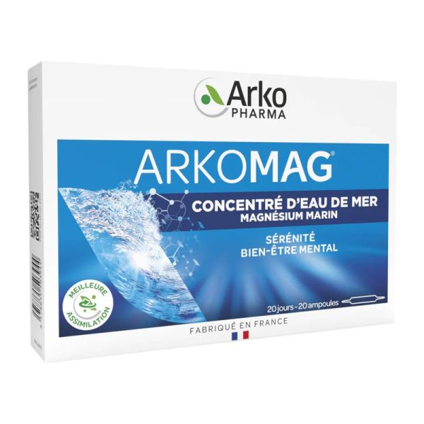 ARKOMAG Ampoules 20x 10ml - Concentré d' Eau de Mer, Magnésium Marin