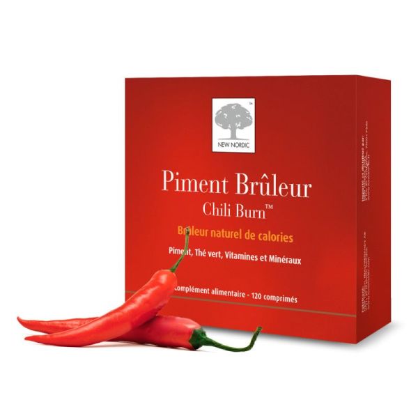 PIMENT BRULEUR Chili Burn Bte/120 - Complément Alimentaire Contribuant au Contrôle et la Perte de Po