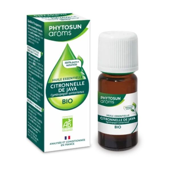 Huile essentielle Bio CITRONNELLE DE JAVA 10ml - Cymbopogon winterianus Herbe - PHYTOSUN AROMS