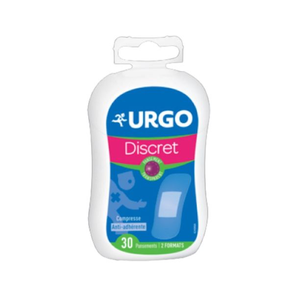 URGO DISCRET 30 Pansements Transparents - 2 Formats : 6x (3.4 x 7.2 cm) + 24x (2 x 7.2 cm)