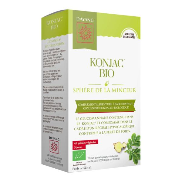 DAYANG KONJAC BIO 45 Gélules Végétales - Complément Alimentaire Sphère de la Minceur