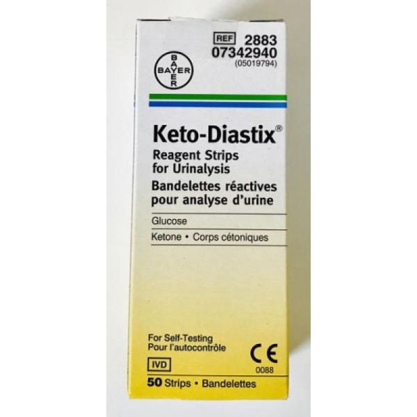 KETO DIASTIX Bandelette Réactive pour Analyse d' Urine - Test Urinaire Pour Glucose, Kétone