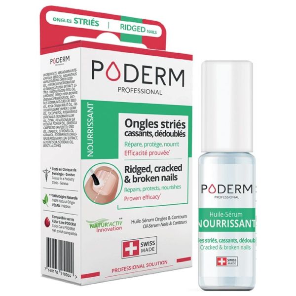 PODERM PROFESSIONAL Huile Sérum Nourrissante 8ml - Ongles Striés, Secs, Cassants - 100% Naturel