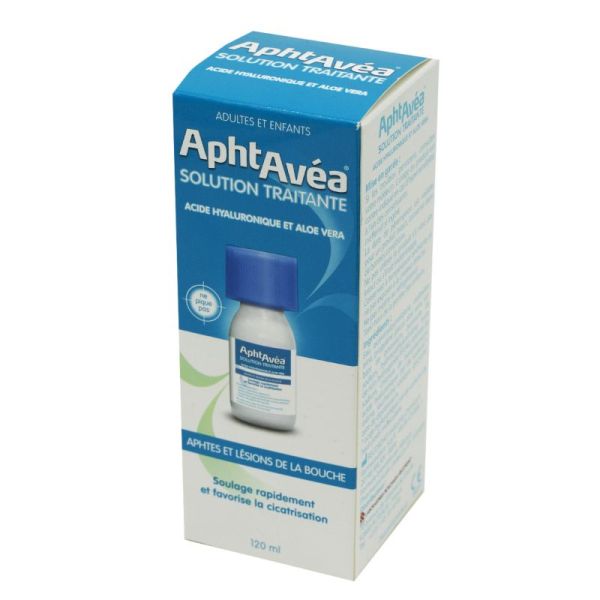 APHTAVEA Solution Traitante 120ml - Aphtes et Lésions de la Bouche - Acide Hyaluronique, Aloe Vera