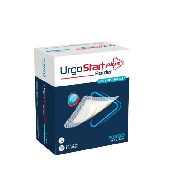 URGOSTART BORDER 8 x 8 cm - Bte/16 - Pansement Hydrocellulaire Adhésif avec Matrice TLC NOSF