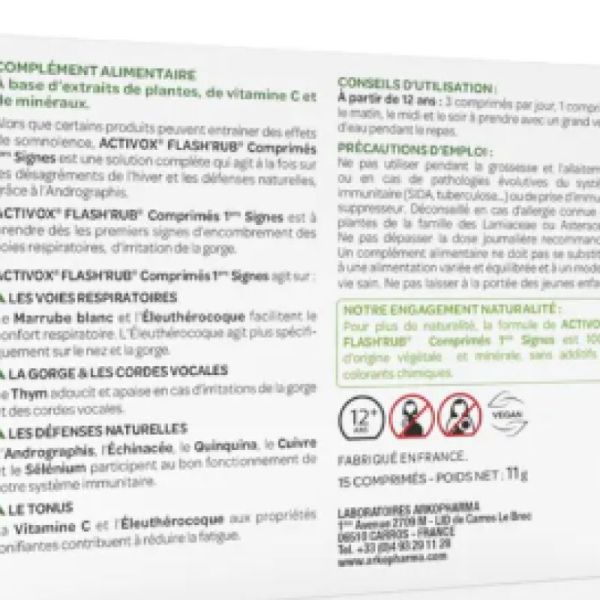 ARKOPHARMA ACTIVOX FLASH'RUB 15 comprimés