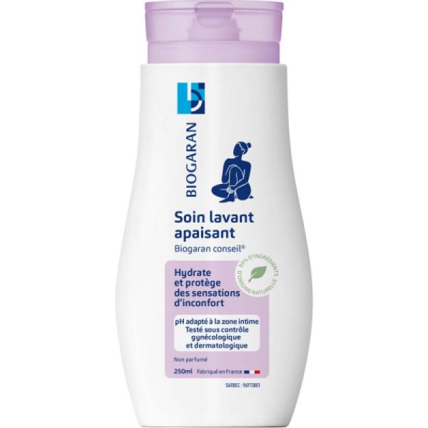 BIOGARAN Conseil, Soin lavant apaisant pour usage intime, non parfumé, 250 mL