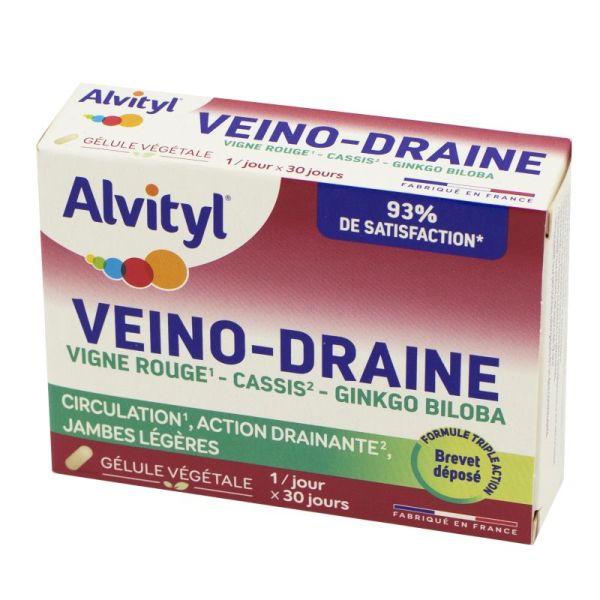 ALVITYL VEINO-DRAINE 30 Gélules Végétales - Triple Action : Circulation, Action Drainante, Jambes Légères