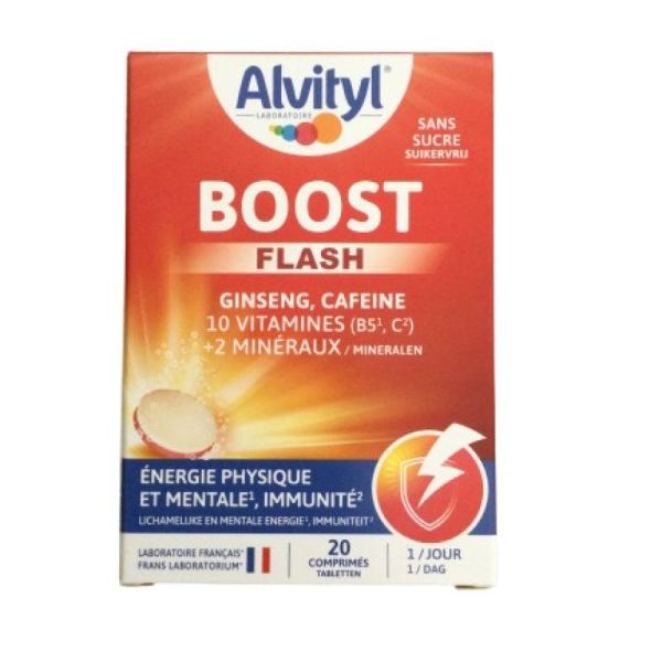 ALVITYL BOOST 20 Comprimés effervescents - Ginseng, Caféine, 10 Vitamines, 2 Minéraux