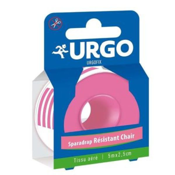 URGO URGOFIX Sparadrap Résistant Couleur Chair Hypoallergénique - 1 Rouleau de 5m x 2.5cm